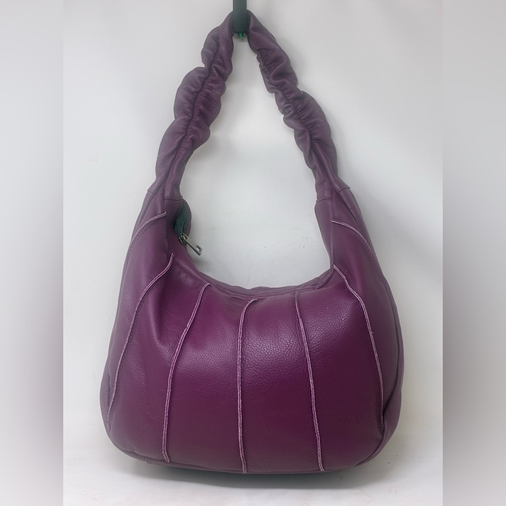 Nappa Purple Leather Hobo Bag